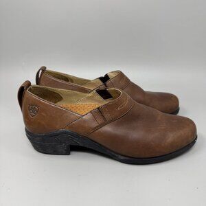 Ariat Paddock Womens Size 8B Brown Booties Leather Slip On Clog Shoes 52326